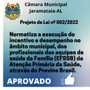 Câmara aprova Projeto de Lei que dispõe da normatização de incentivo e desempenho dos Profissionais de Saúde municipais. 